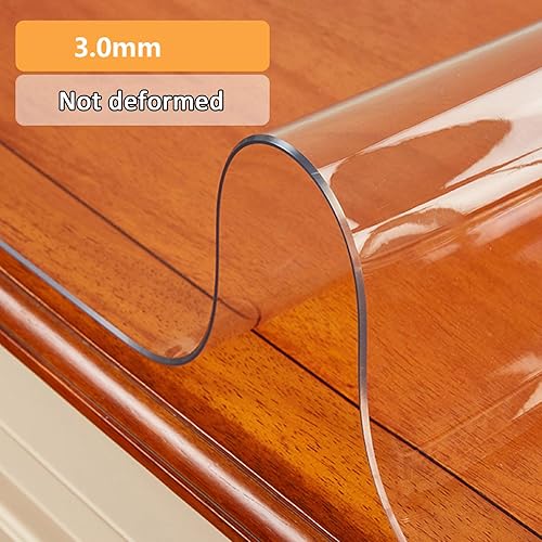 Miniatura 2 de Protector de mesa transparente de PVC resistente de 0.118 pulgadas (0.118 in), rectangular, transparente, impermeable, para mesa de comedor, mesa de