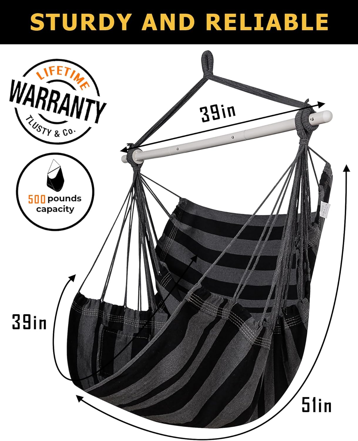 ADVOKAIR Hammock Chair + ADVOKAIR Hammock Chair Hanging Chair Rope Swing XXL