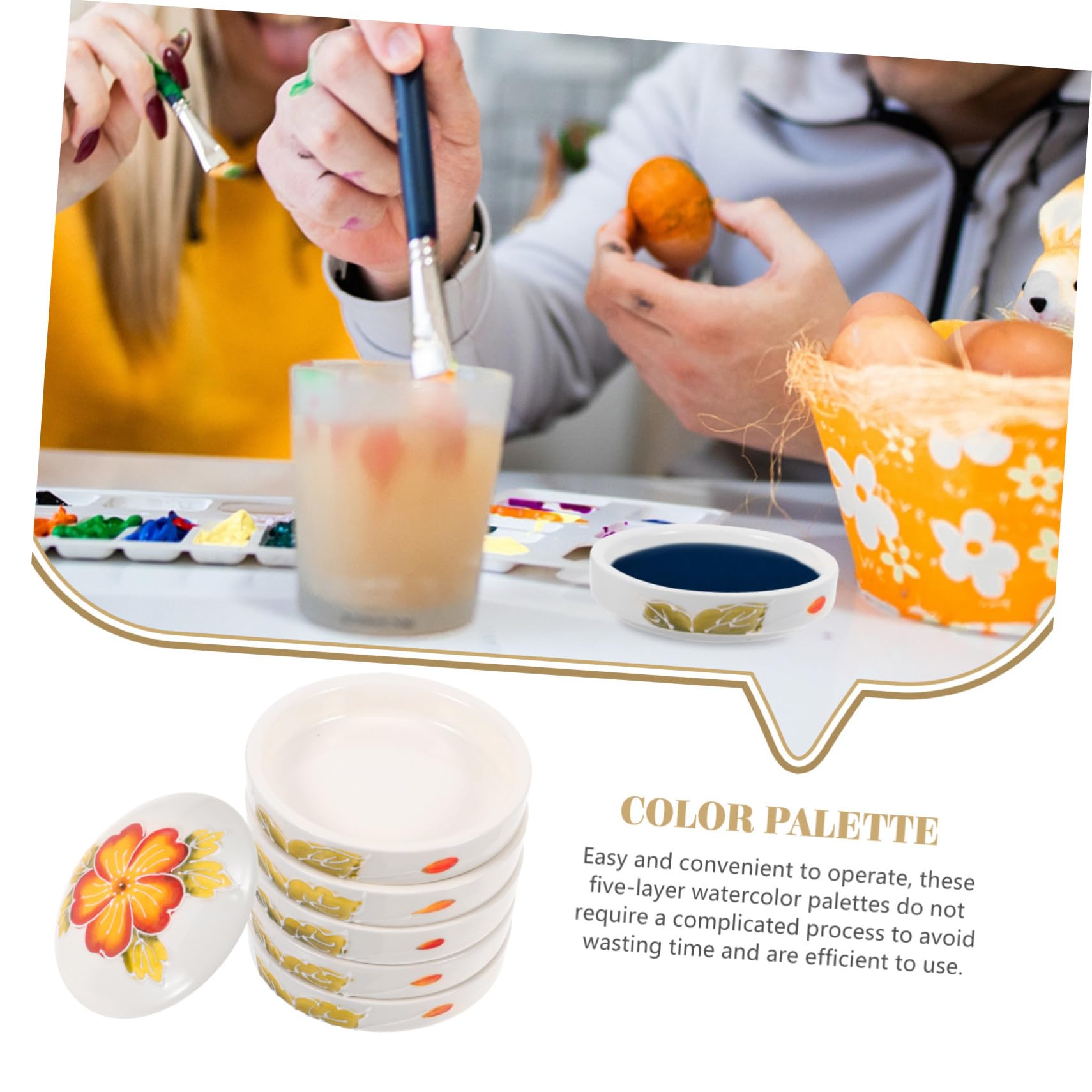 Palette de Mélange en Céramique à 5 Couches, 1 Set pour Peinture