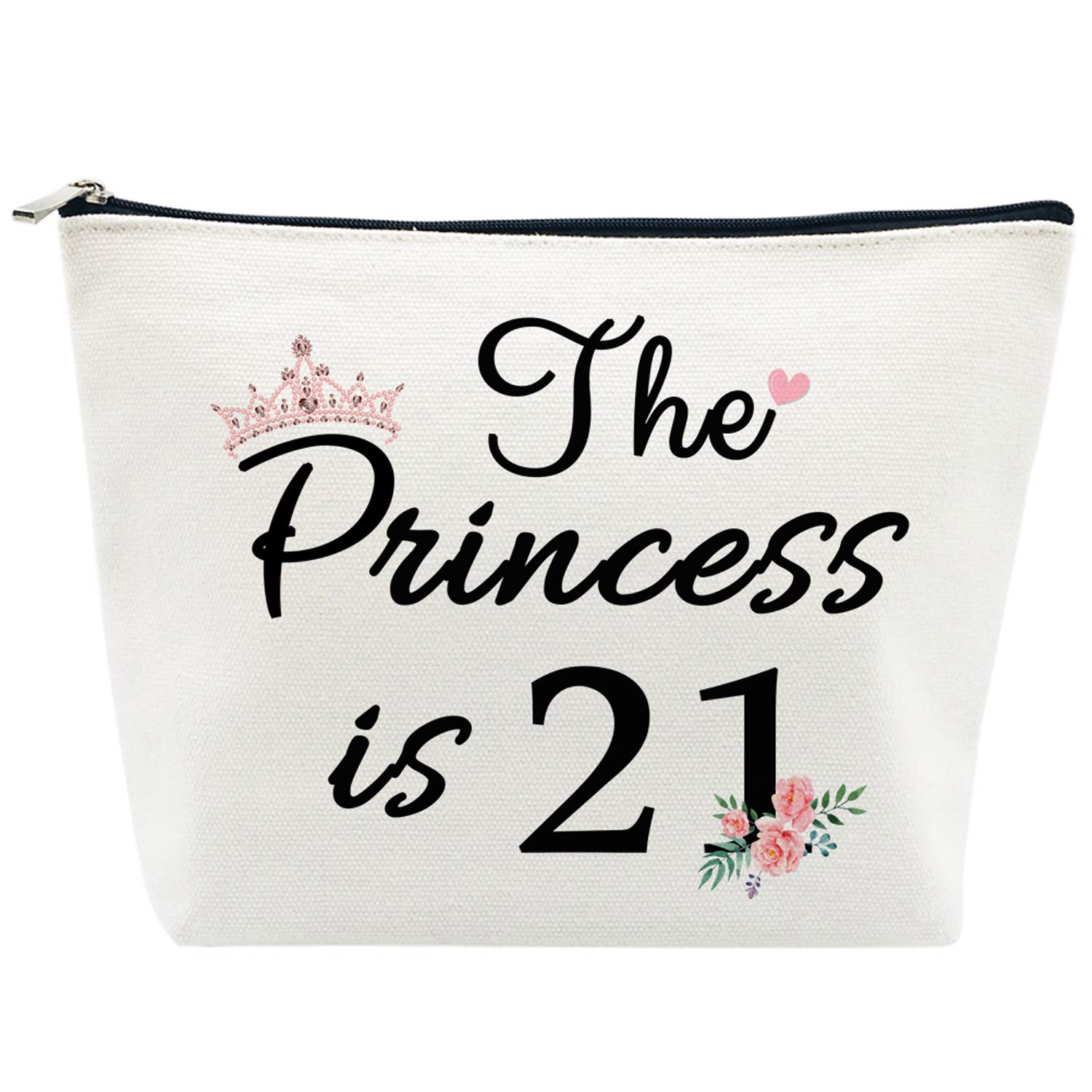 Charmoly21st Birthday Gifts for Women Best Friend Daughter Funny 21 Year Old Birthday Gift for Her The Princess is 21 Cute Makeup Bag Celebrate Turning Twenty One