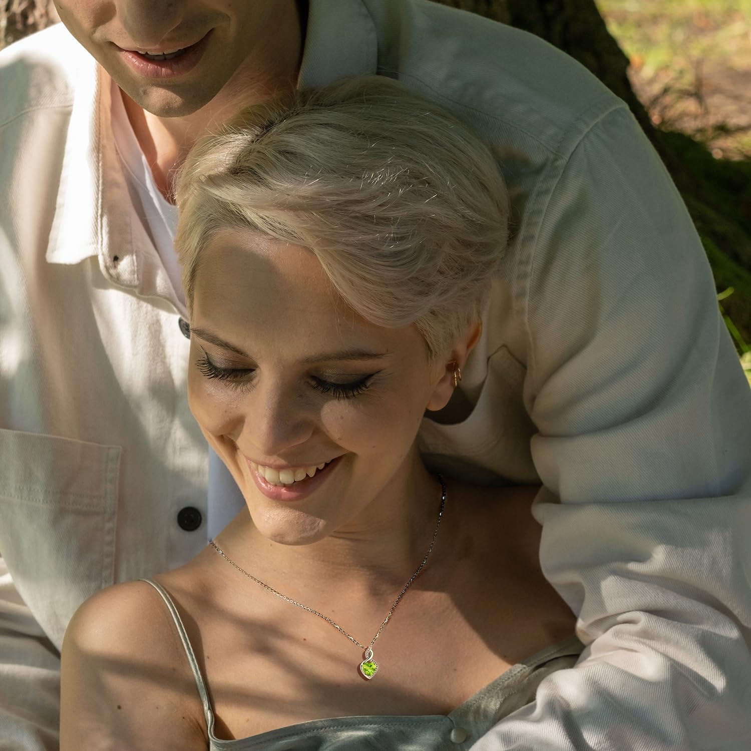 FANCIME 14K Solid White Gold Heart Birthstone Necklace with Diamond Pendent Birthday Gifts for Mom Women, Sterling Silver Chain 16" + 2" Extender - Image 4