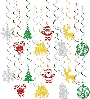 メリークリスマス バナー - トナカイ サンタ クロース パーティー デコレーション | スパイラル メリー クリスマス ガーランド 天井 ドア ツリー ホーム リビングルーム オフィス 玄関用