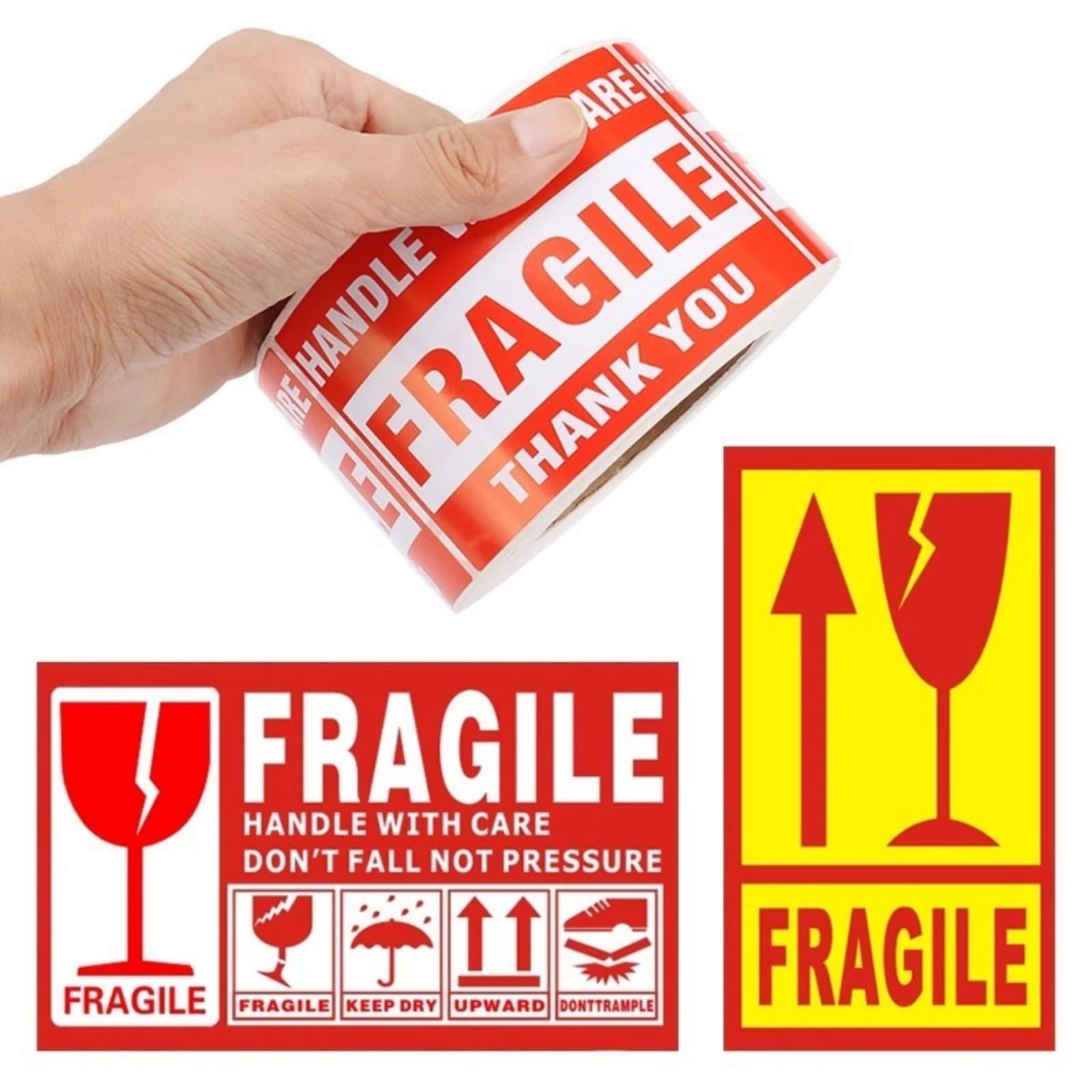 Étiquettes Rouge Fragile, Autocollants Avertissement Colis