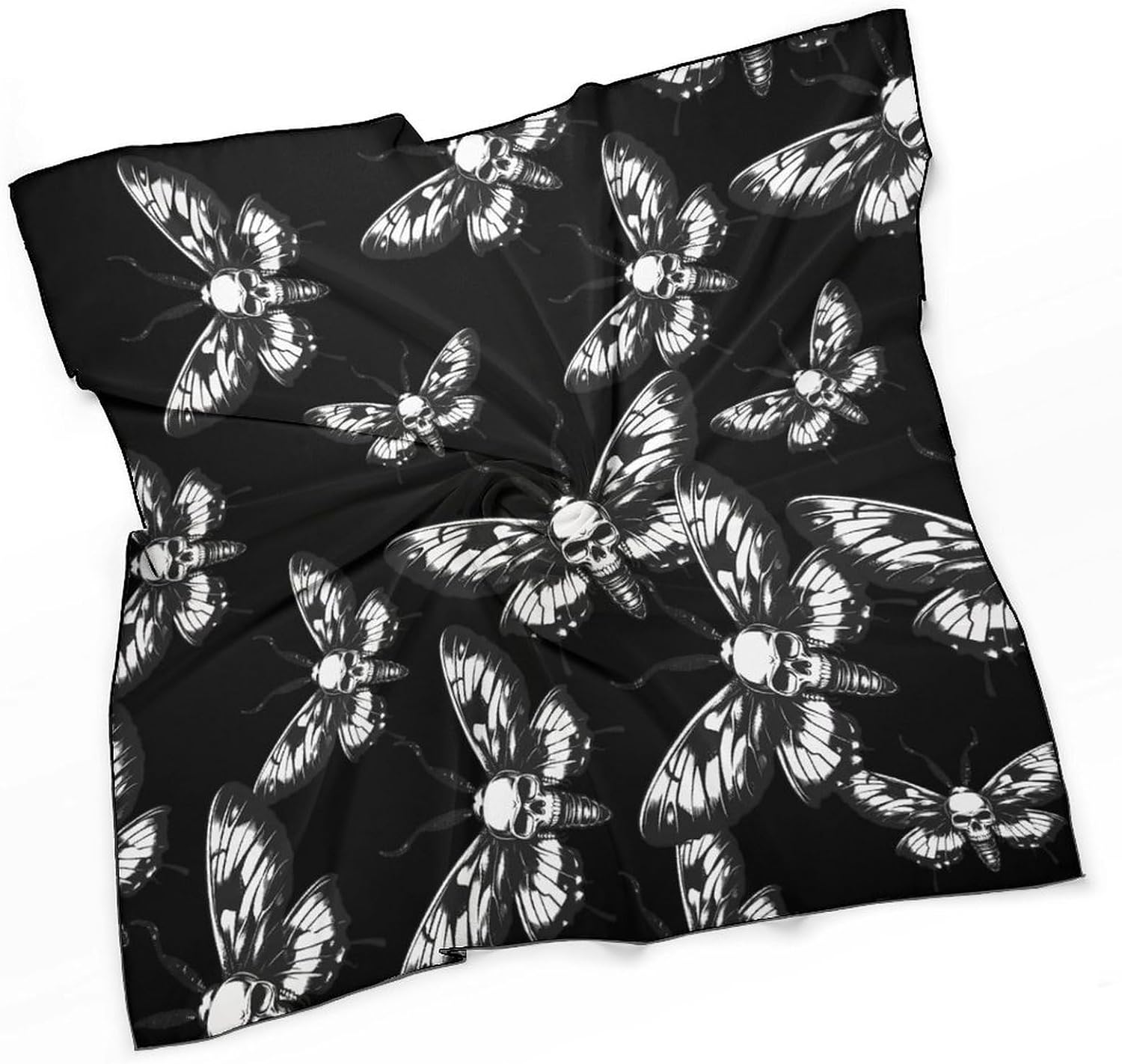Death's Head Moth Bandana Fashion Head Scarf Square Silk Scarf Print Neck Hair Scarfs for Women Men Gifts