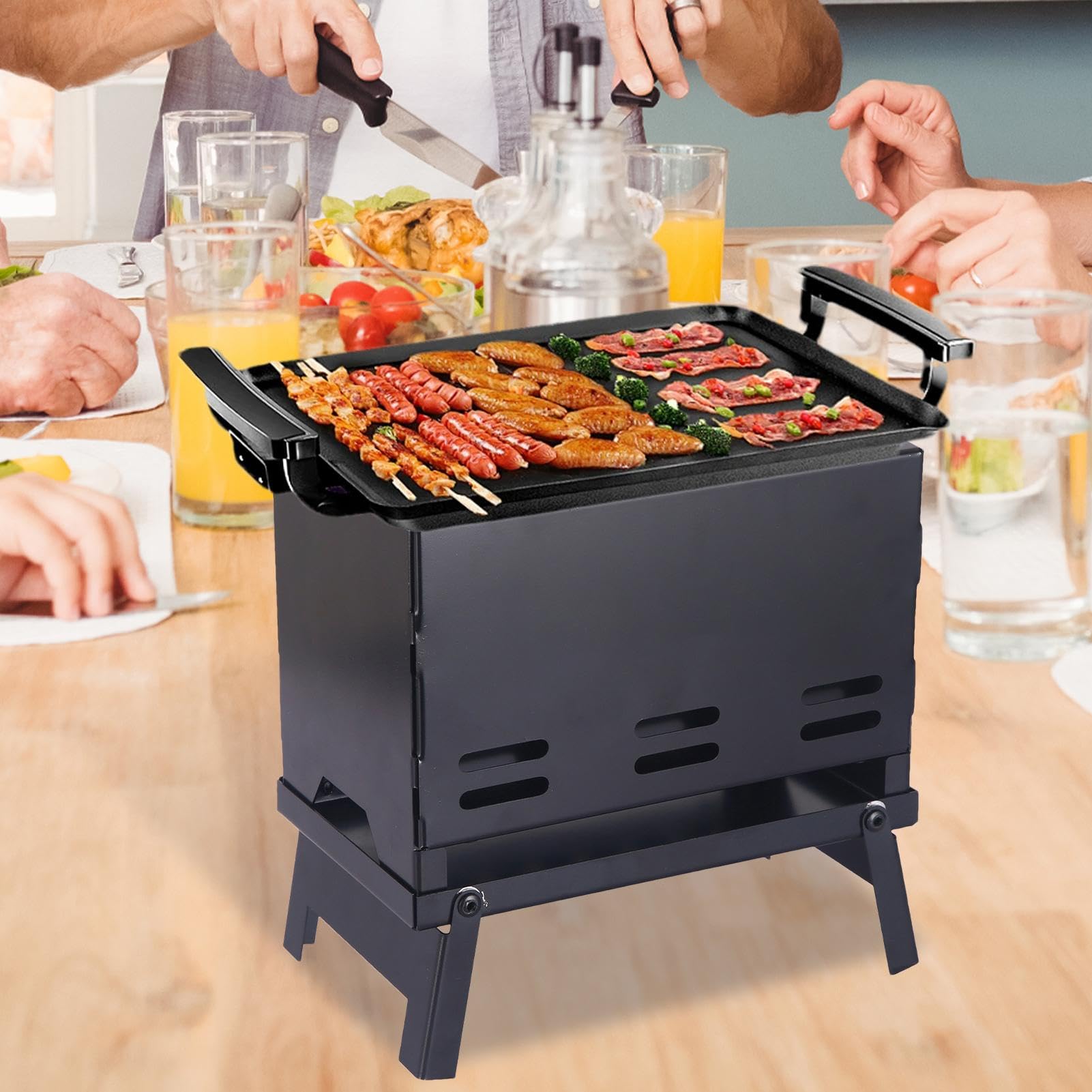Barbacoa portátil, barbacoa portátil para camping, barbacoa plegable para camping, barbacoa al aire libre, barbacoa de camping estable, barbacoa de carbón vegetal para el jardín, patio, hogar | Parrilla Portatil A Carbon Para Exteriores Camping Playa Jard
