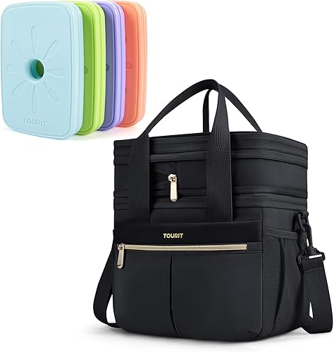 Miniatura 1 de TOURIT Bolsa de almuerzo aislada de doble cubierta expandible con bolsas de hielo reutilizables para loncheras y bolsas de larga duración