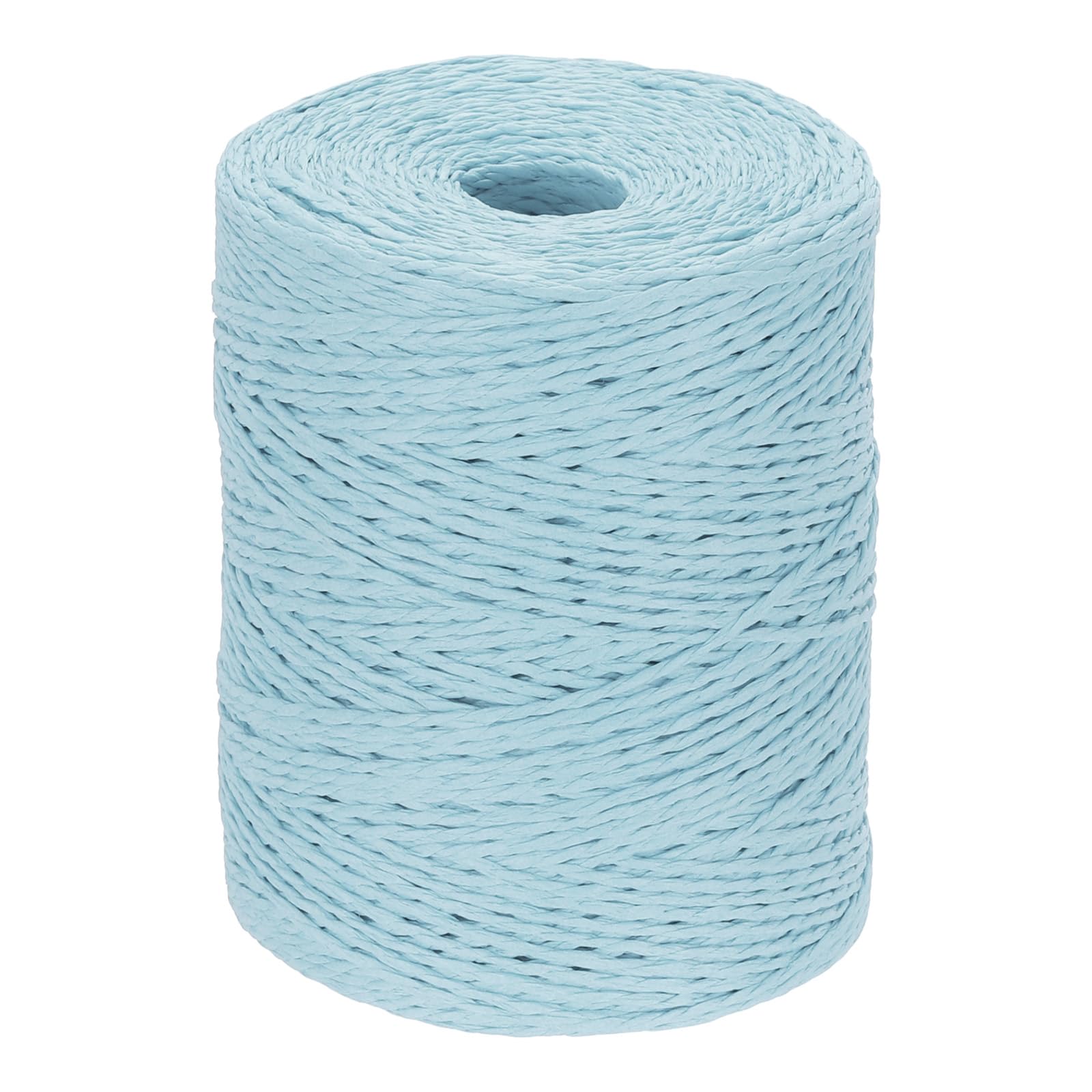 PATIKIL Natural Cotton Raffia Yarn 328 Yard, Crochet Raffia Paper Ribbon for DIY Sun Hat Beach Bag Crochet Yarn Wrapping Knitting, Light Blue