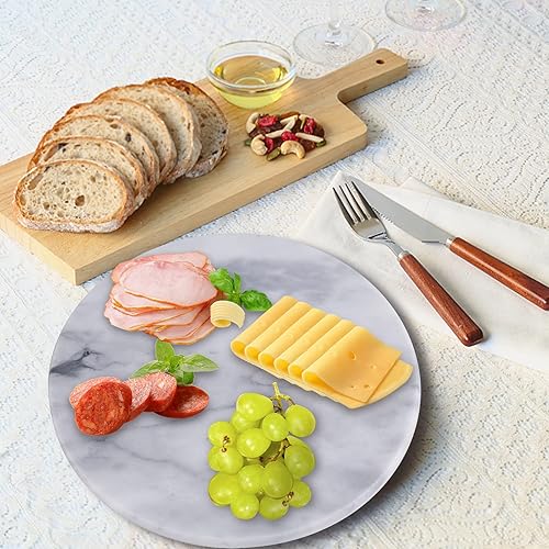 Miniatura 5 de Peohud Tabla de repostería de queso de mármol, tabla de cortar salvamanteles de mármol de 8 pulgadas, plato redondo para servir postres para