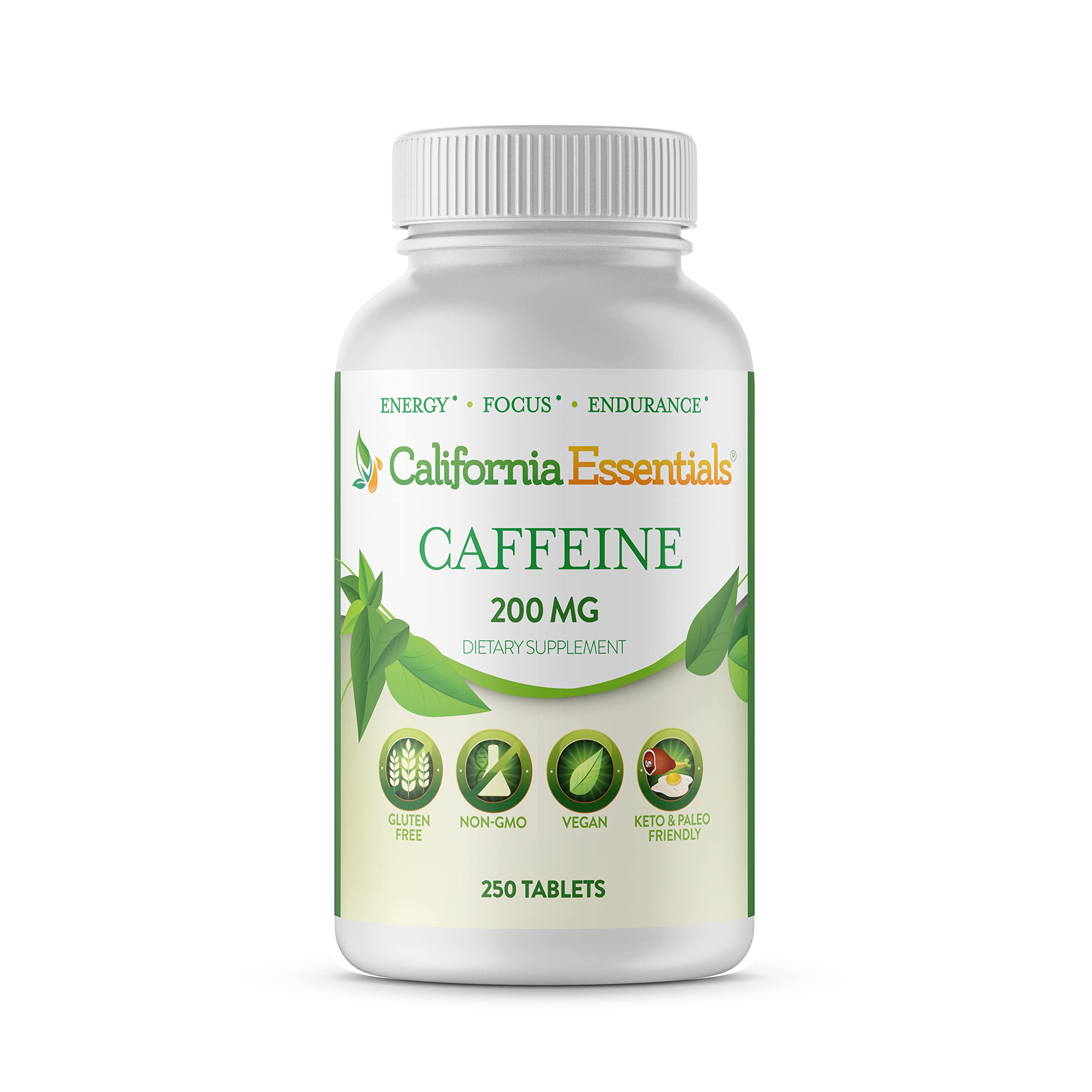 Energy Plus Focus 200mg Caffeine Supplement, 250 Tablets. Boosts Alertness, Endurance, and Mental Clarity for Athletes at the Gym or Sports. Aids Metabolism, Weight Management, and Pre-Workout Energy.