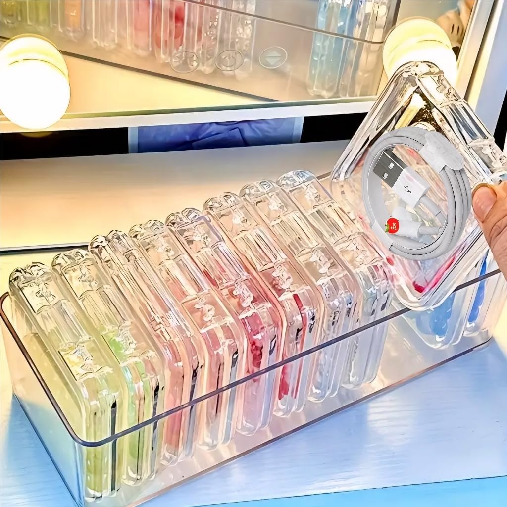 Cable Organizer Storage Box with 12 Wire Ties,Desktop Cable Management Box with Switch, Power Cord Organizer for Office,Home,Desk Accessories Storage Stationery Supplies（Clear）