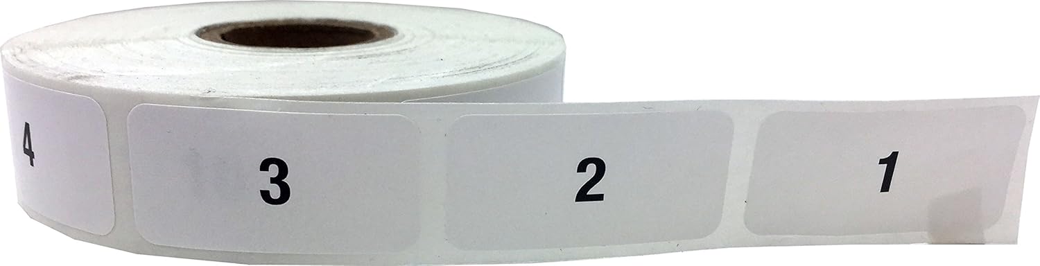 Consecutive Number Labels Bulk Pack Numbers 1 Through 10,000 White/Black .75 x 1.5 Rectangle Small Number Stickers for Inventory