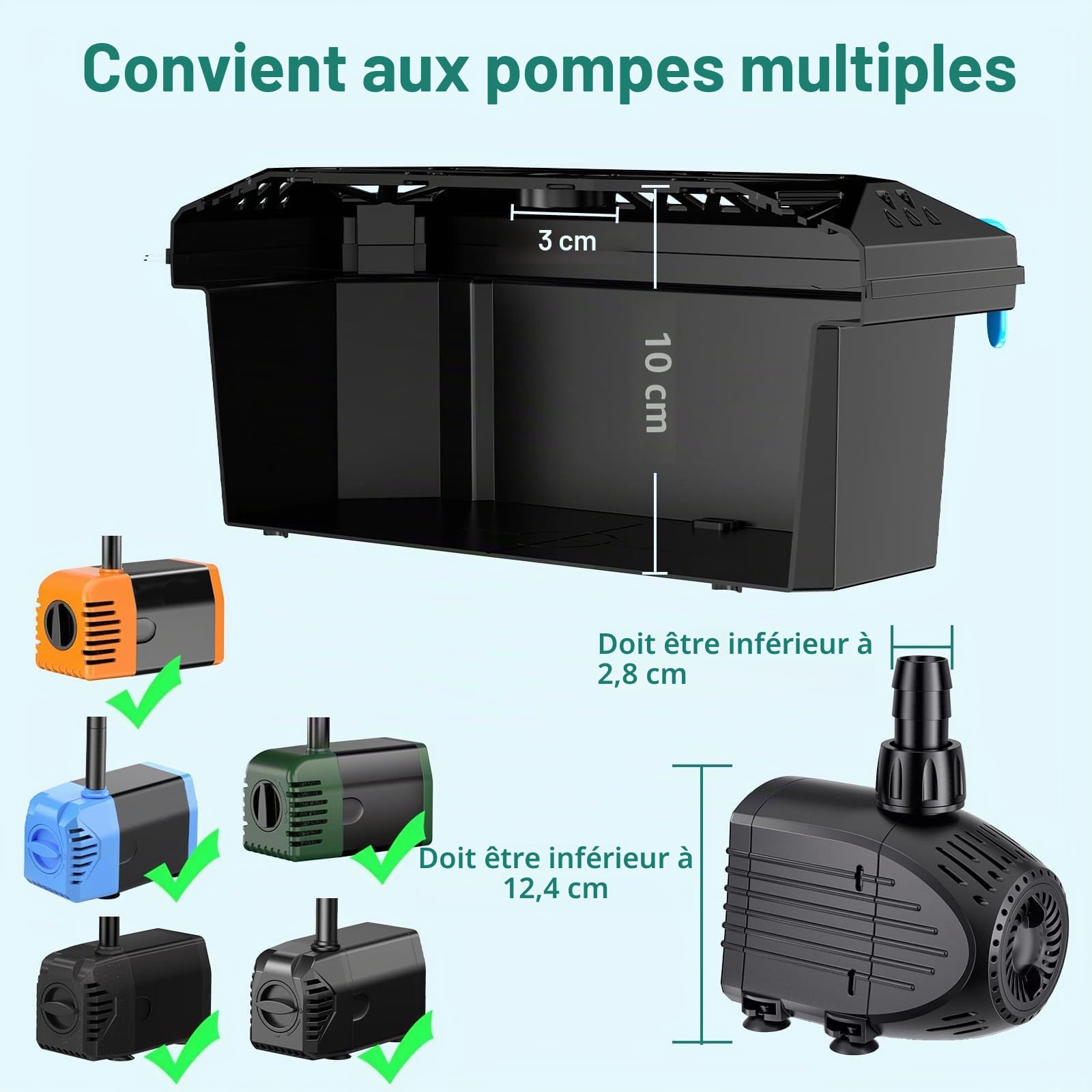 Biling Kit complet de filtre de bassin, utilisé avec pompe de bassin solaire, filtre de bassin cascade, système de filtration biologique sert à protéger les pompes à eau et les étangs clairs en