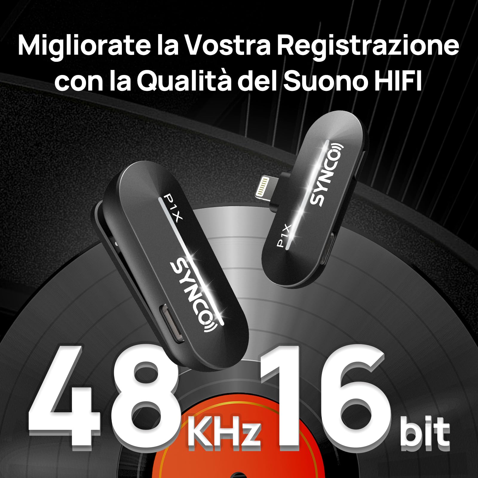 SYNCO Microfono Lavalier Wireless per iPhone, P1XL Microfono Professionale da Bavero per Tiktok, YouTube, Streaming, Registrazione Video Vlog, Microfono Wireless per iPhone 14/13/12/11/SE...
