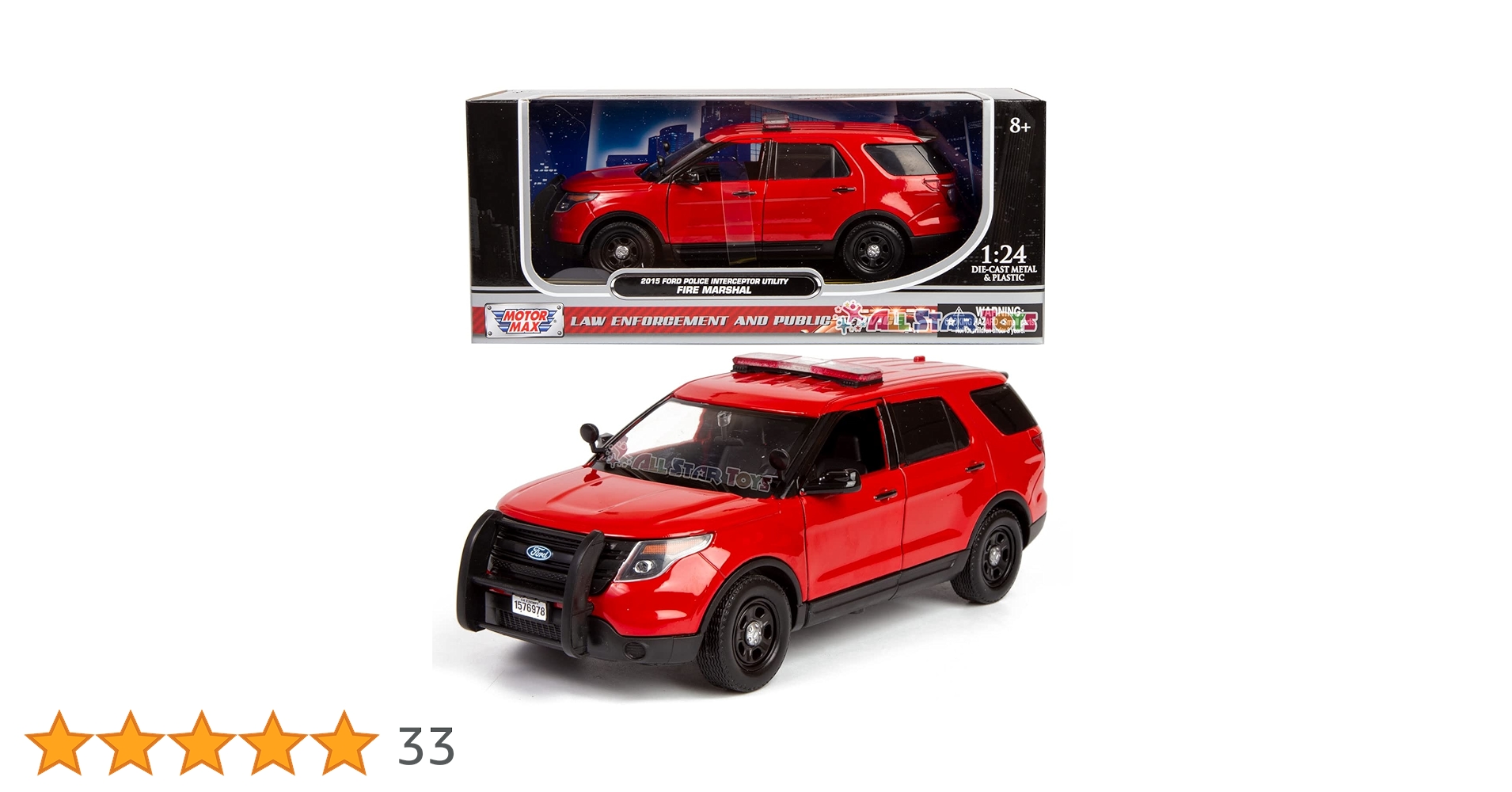 Motormax All Star Toys 1/24 Fire Department Diecast Model