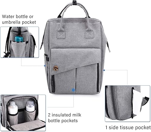 Miniatura 2 de Mochila versátil para pañales grande Elegante mochila impermeable para pañales, bolsa de pañales multifuncional para mamá, Panalera para Bebes 13