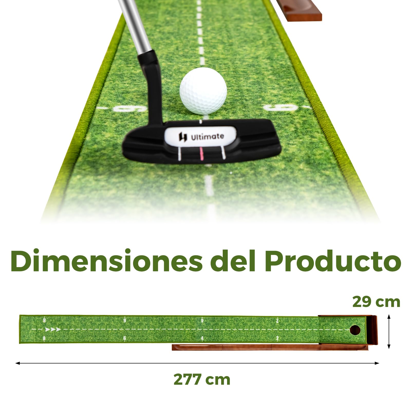 COSTWAY Mini Golf, Alfombra de Putting de Entrenamiento de Golf Interior y Exteriores, 1/2/3 Tamaños De Orificios, Retorno automático de la Bola, 3 Pelotas, Cesped de Minigolf (1 Orificio)