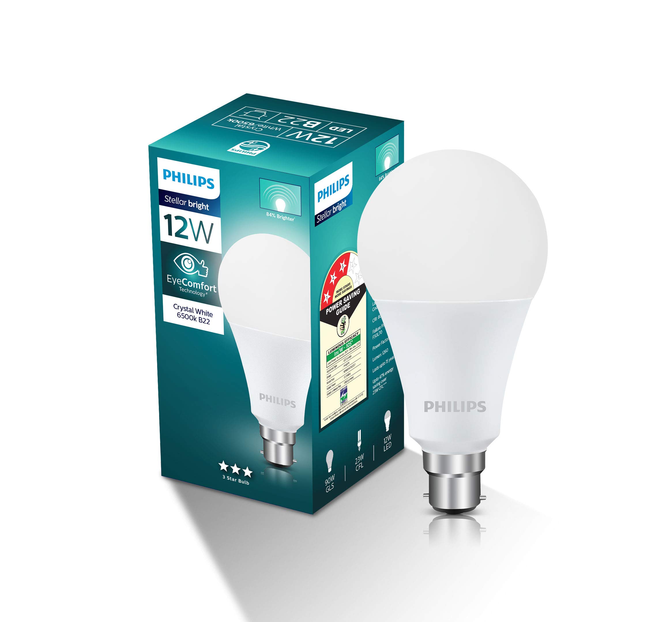 Philips StellarBright High-Beam 12-Watt Base B22 LED Bulb (Crystal White/Cool White, Pack of 1)-image-10