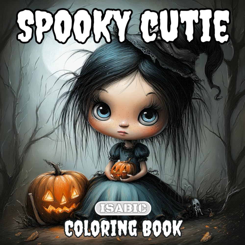 Spooky Cutie Coloring Book: For Adults and Teens / Featuring Cute Creepy Creatures in Cozy Hygge Moments for Relaxation / 40 Simple Coloring Pages