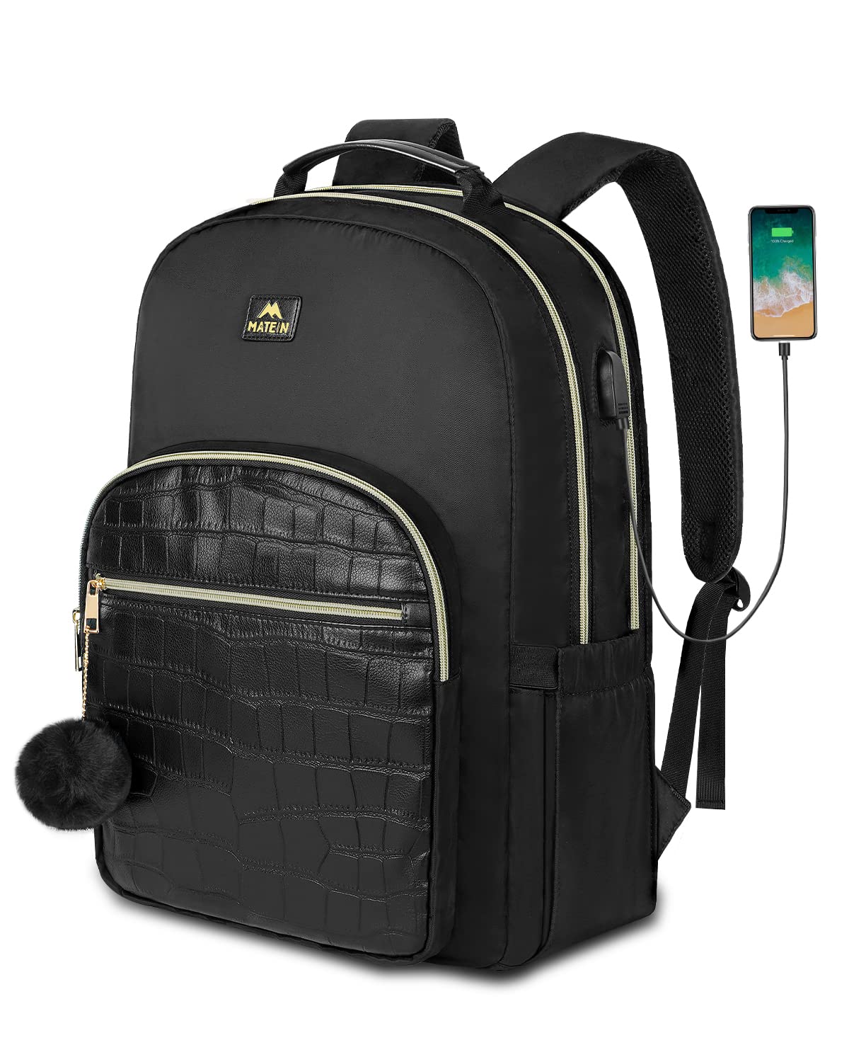 MATEIN 17 Inch Laptop Backpack for Women, Extra Large Business Travel TSA Backpack with USB Charging Port, Water Resistant Computer Purse Work Bag for Casual, College Teacher Tote Nurse Daypack