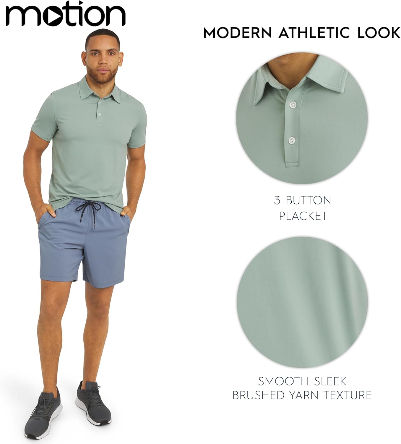 Motion Men's Slim Fit Active Performance and Everyday Super Soft Stretchable Polo Shirt (S-XL)
