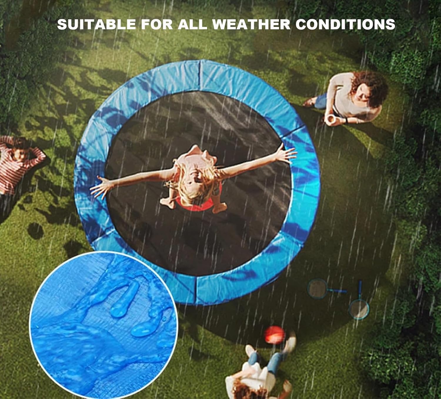 Trampoline Pad,New Universal PVC Trampoline Pad Replacement,Waterproof Trampoline Spring Covers Accessories Tear-Resistant for Home Gym Indoor Fun Outdoor(Blue,12ft)
