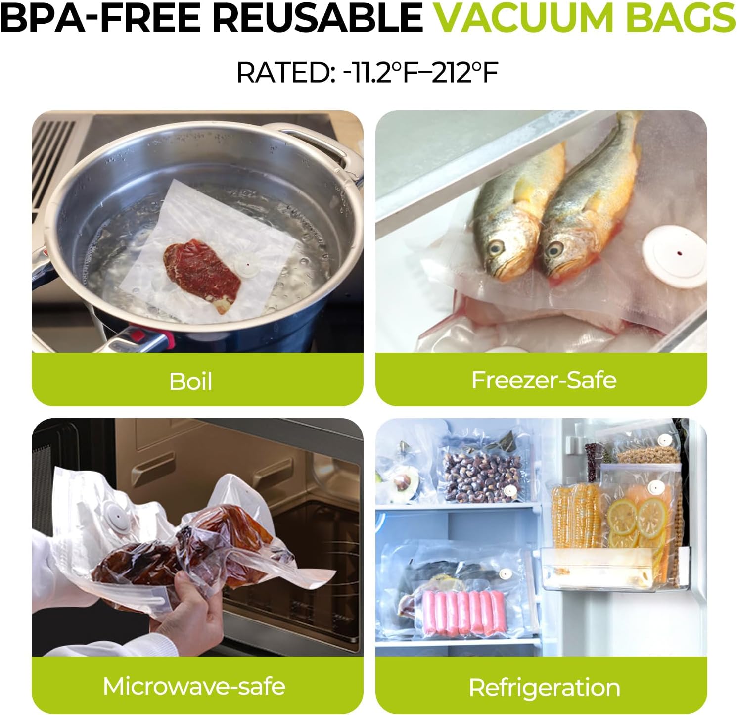 Handheld Vacuum Sealer for Food, Compact Portable Food Saver Pump with 30 BPA‑Free Reusable Vacuum Bags Type-C Rechargeable, Ideal for Sous Vide, Meal Prep, Leftovers & Freezer Storage