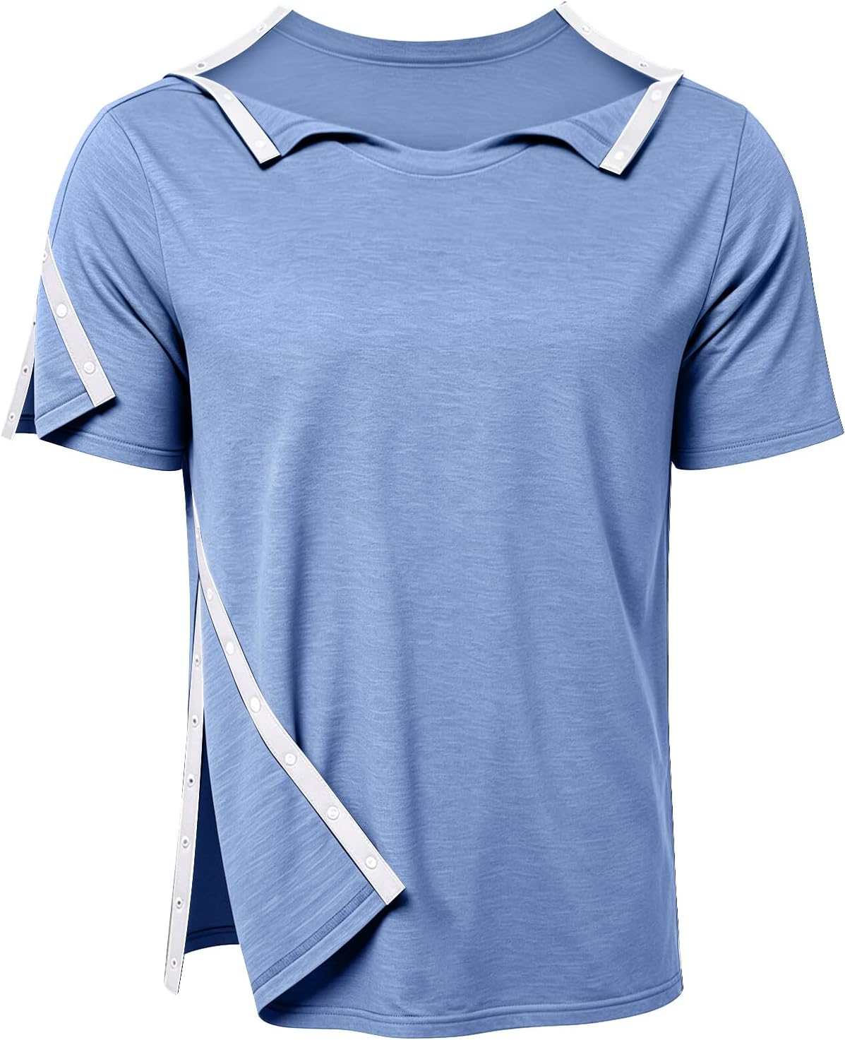 Post Shoulder Surgery Shirts Recovery Tear Away Short Sleeve Full Open Side Snap- Men's - Women's - Unisex Sizing