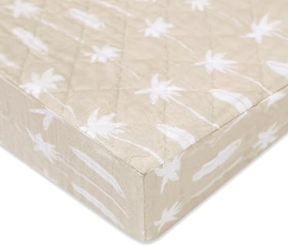 Babyletto 100% Quilted Organic Cotton Changing Pad Cover, GOTS-Certified, Fitted 360 , Ultra-Soft and Breathable Muslin - Beach Bum