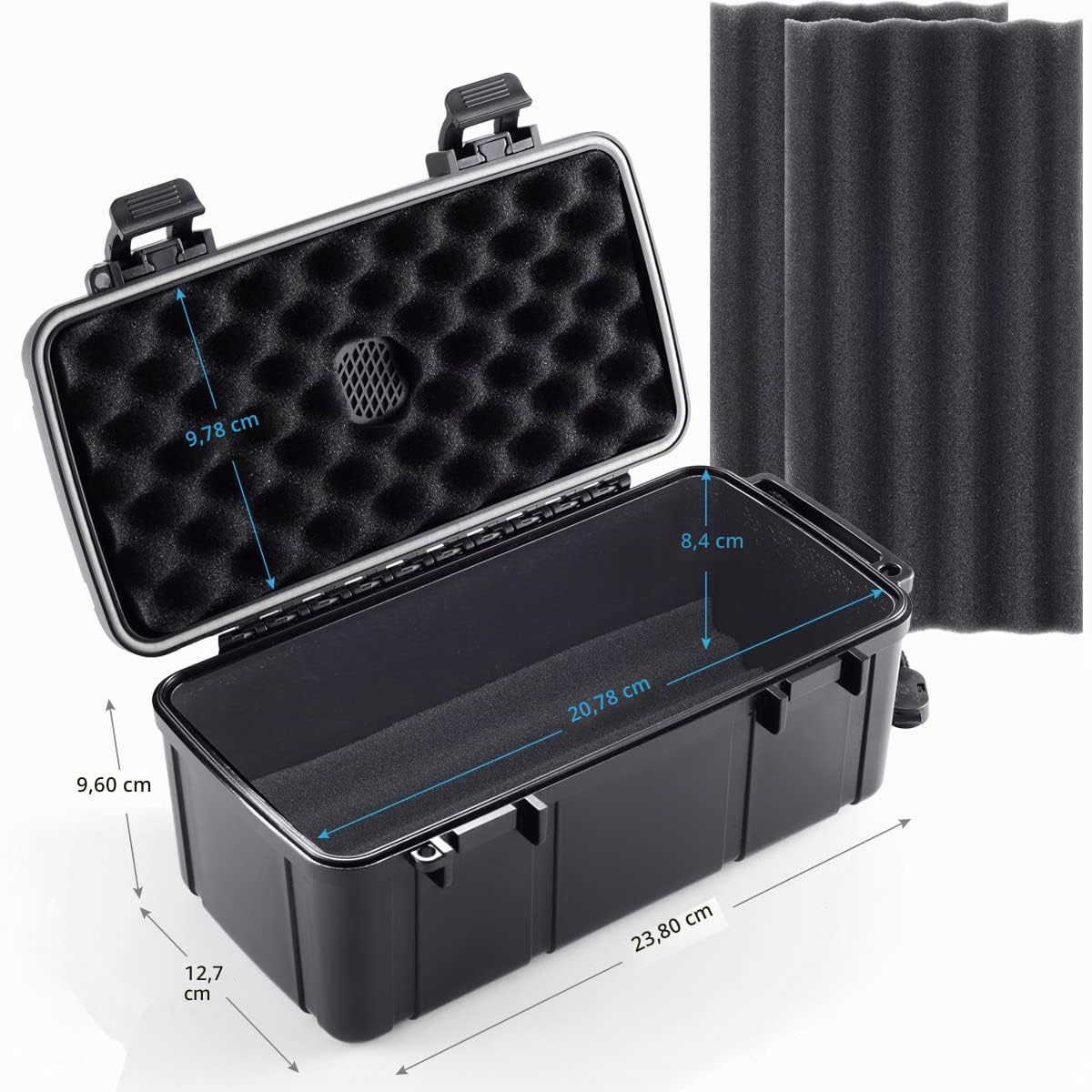 Cave à cigares de voyage avec disque humidificateur – Imperméable, hermétique, résistant à l'écrasement – Peut contenir jusqu'à 15 cigares, boîte à cigares portable pour homme (L – 23,8 x 12,7 x 5 cm)