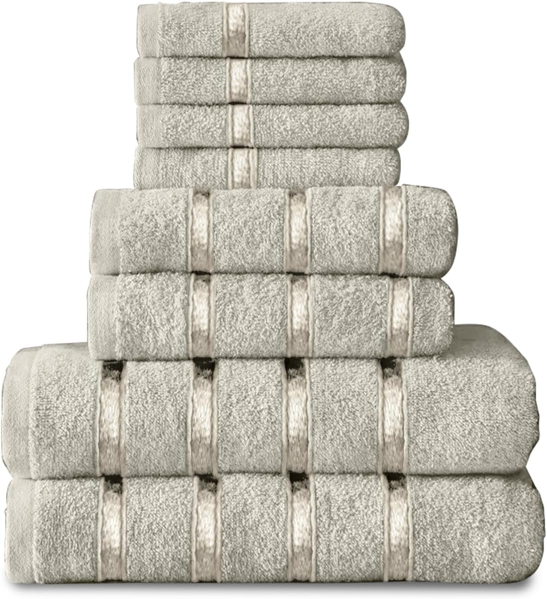 GC GAVENO CAVAILIA 8 Piece Egyptian Cotton Towels - Quick Dry Highly Absorbent Bathroom Towel Bale - (4 Face Towel + 2 Hand Towel + 2 Bath Towel) - Cream