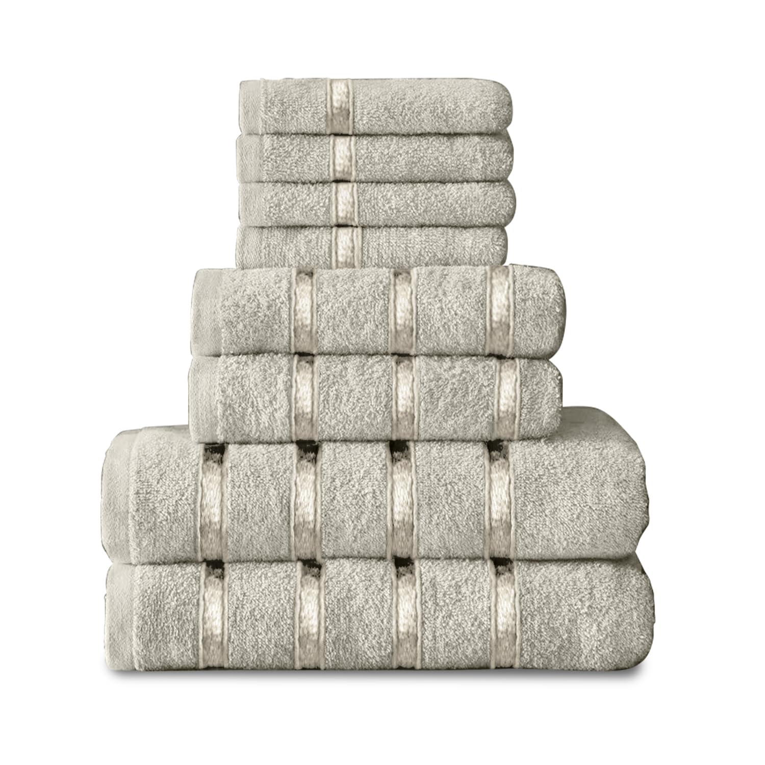 GC GAVENO CAVAILIA 8 Piece Egyptian Cotton Towels - Quick Dry Highly Absorbent Bathroom Towel Bale - (4 Face Towel + 2 Hand Towel + 2 Bath Towel) - Cream