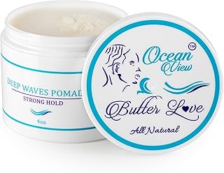 OCEAN VIEW DEEP WAVES POMADE Butter Love, 360 Wave Grease for Men Promotes Layered Waves, Moisture, Control and Silky Shine – All Natural Wave Cream with Shea Butter and Beeswax for Wolfing (4 oz)