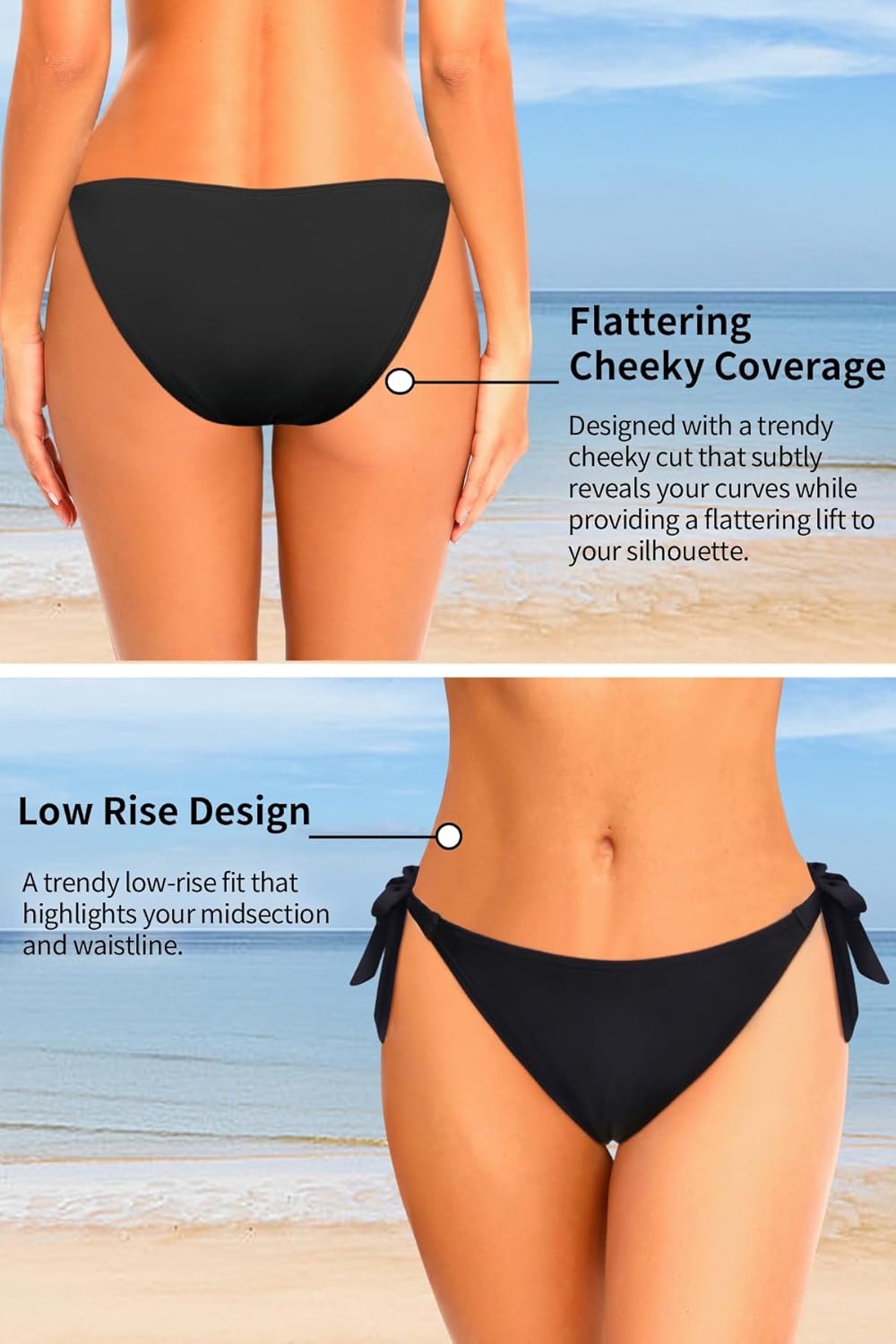 Tempt Me Women Side Tie Bikini Bottoms - String Swim Bottoms Low Rise Bathing Suit Bottoms Cheeky Coverage Swimwear 2025 - Image 3