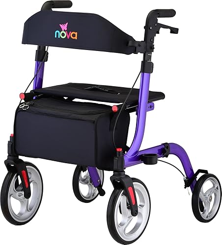 Miniatura 1 de NOVA Medical Products Express - Andador con ruedas grandes de 10 y 8 pulgadas, compacto plegable y de pie, fácil de plegar, levantar y transportar,