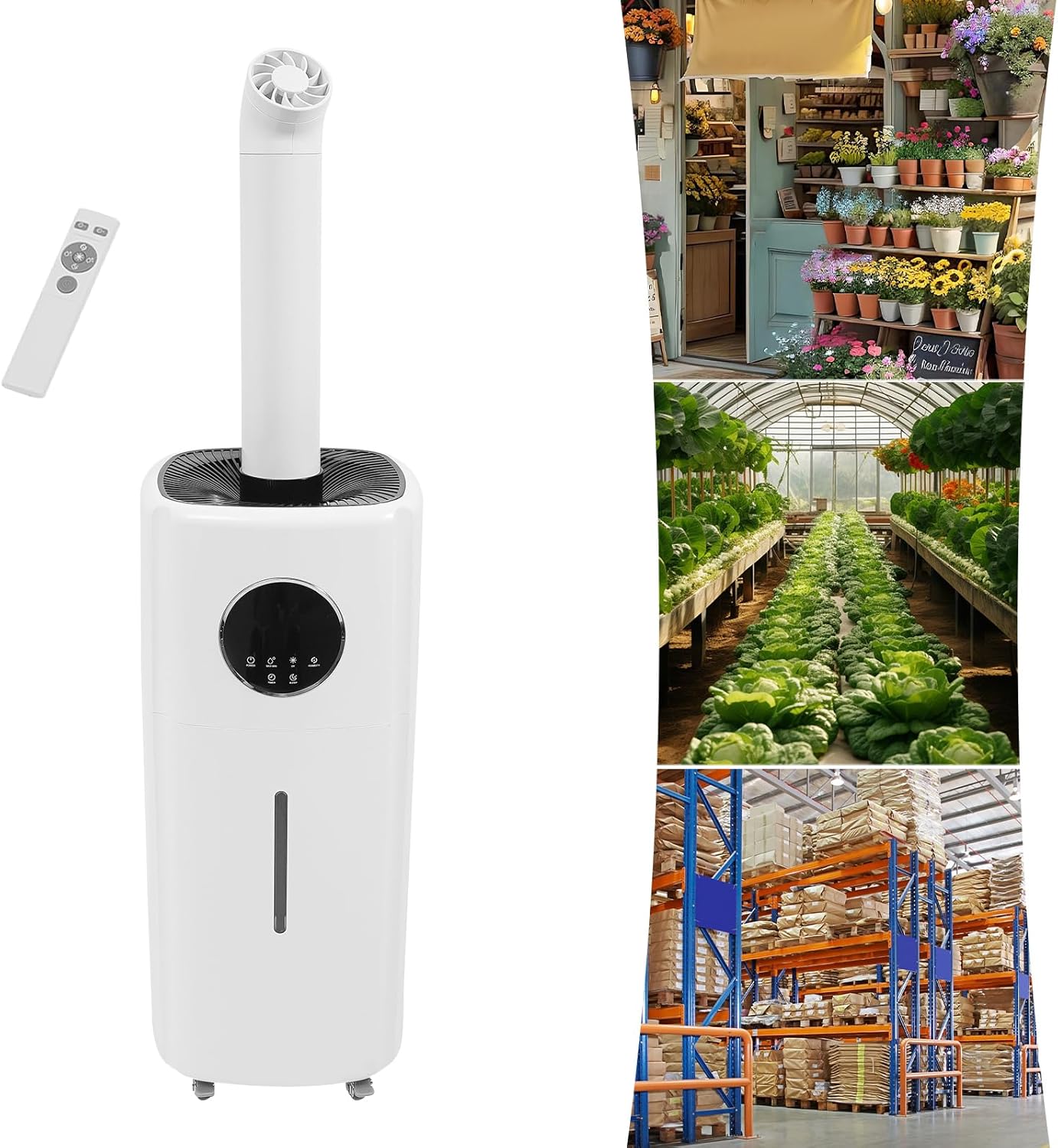Commercial Humidifier,3 Speed Whole-House Style Humidifier,Adjustable Mist Output,for Home 3000 sq. ft, 5.5Gal Cool Mist Top Fill Humidifier Floor Humidifier 21L 2000ML/H Dual 360° Nozzles