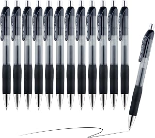 AIHAO Gel Pens, Medium Point, Black Ink, 12 Pack, Retractable Gel Ink Rollerball Pens with Premium Ink & Comfortable Grip for Smooth Writing, Quick Dry Ink Pen, 0.7mm