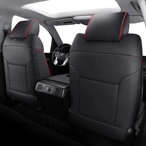 Miniatura 10 de Huidasource Tundra - Fundas de asiento delantero y trasero, de cuero, protector de cojín impermeable para asiento de automóvil, apto para Toyota