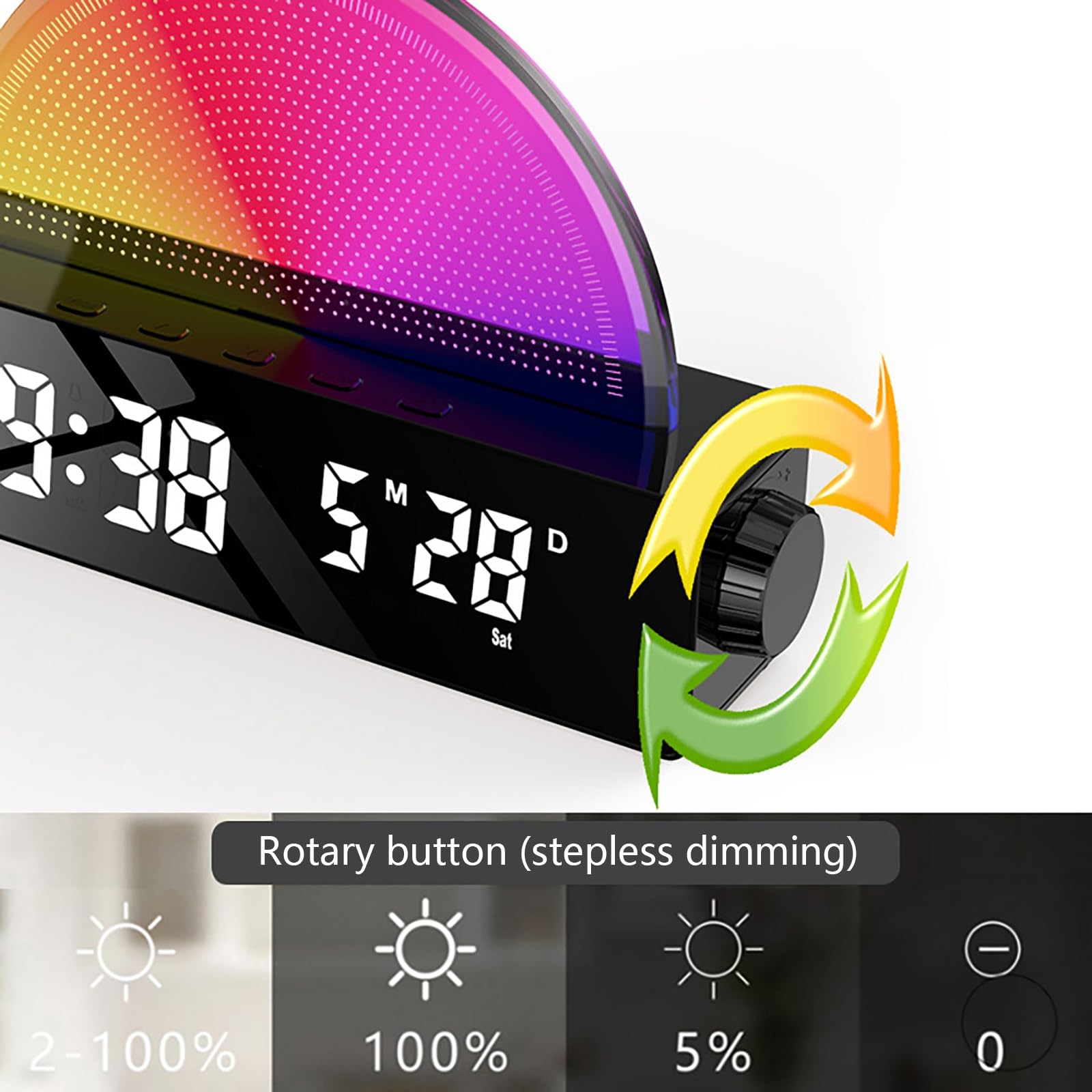 Sveglia con Luce Alba E Doppia Modalità Di Sveglia, Lampada Da Comodino LED con Cambio Di Colore, Display Digitale per Simulazione Naturale Dell'alba e Aiuto Al Sonno(Black)