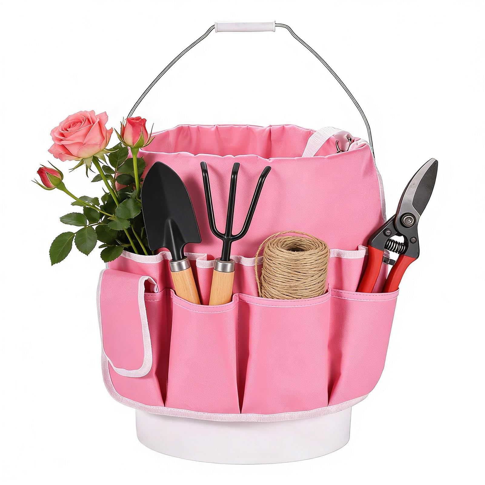 Sac à outils de jardin robuste à grande capacité en toile de seau épaissie
