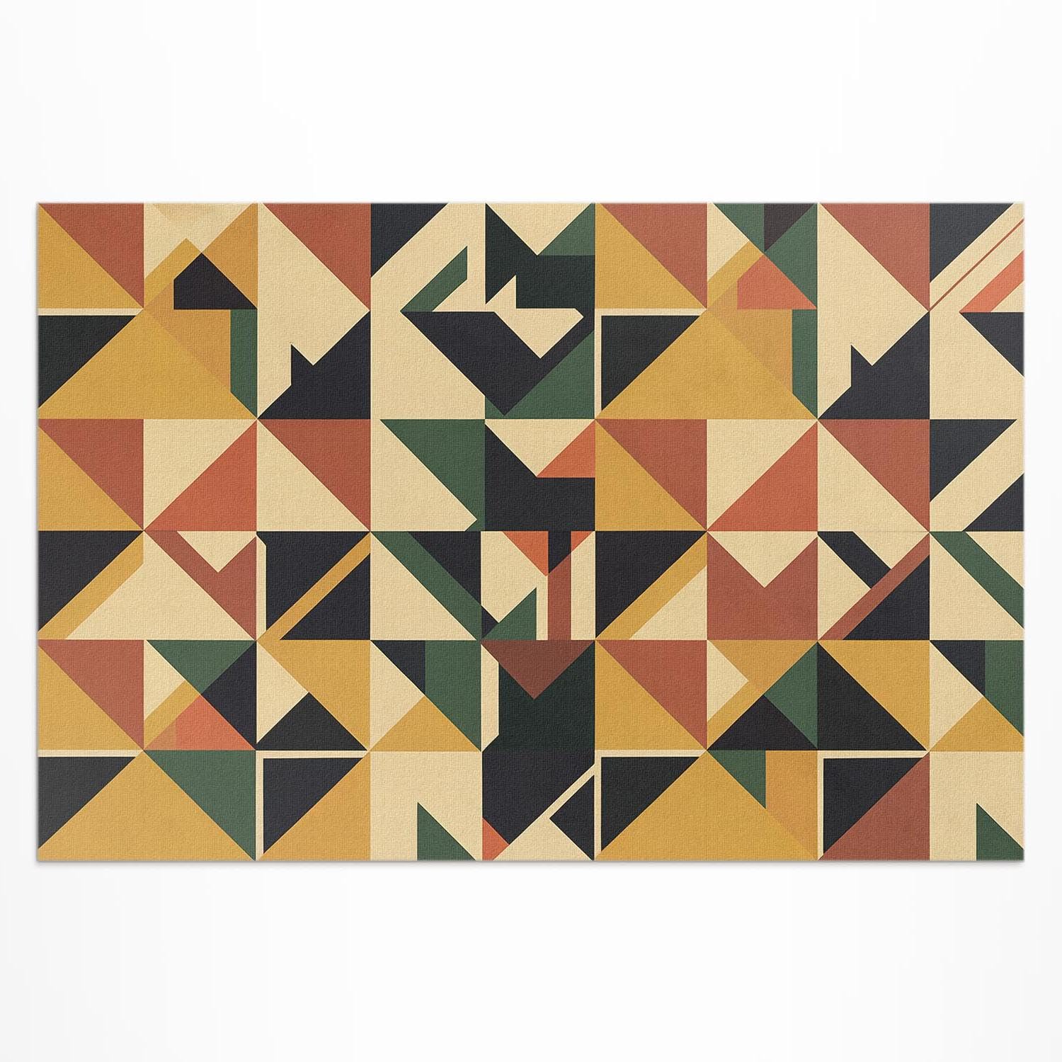 Tapis vinyle 120x180 cm rectangle imperméable PVC motif géométrie pastel pour balcon et terrasse