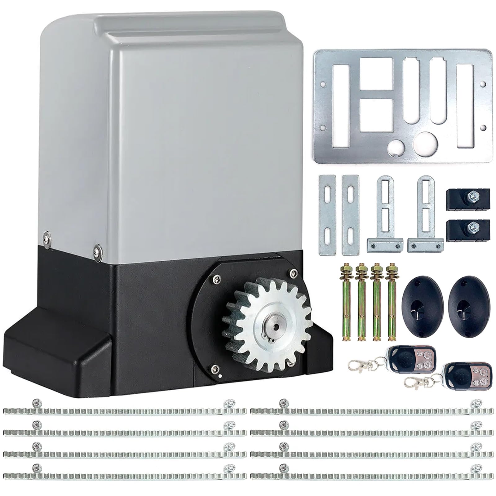 NICCOO Automatic Sliding Gate Opener Kit - Electric Door Opener Motor with Gear Rack and Infrared Sensor, 550W for Gates Up to 1200kg