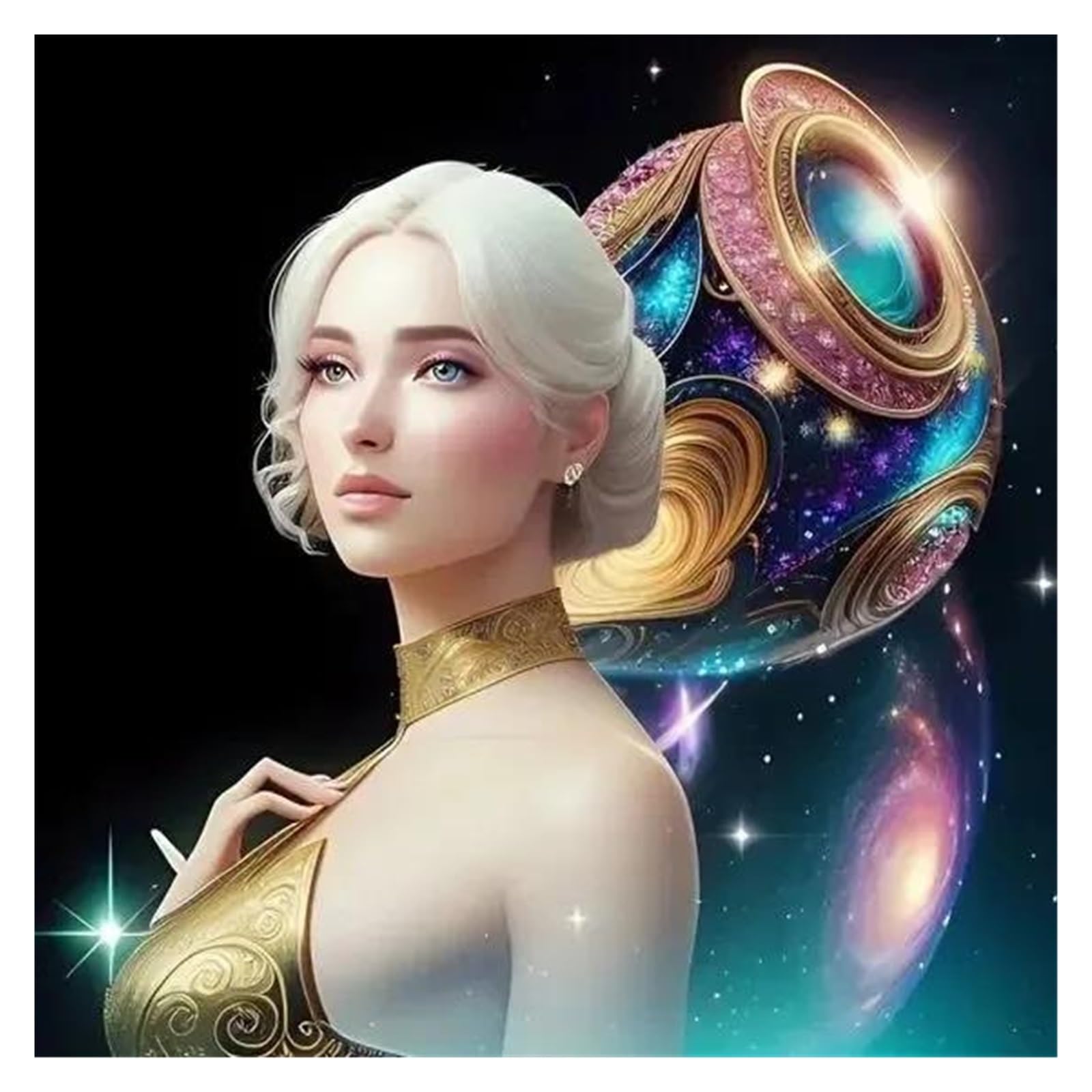 Póster de juego de fantasía de diosa solar anime, una pintura en lienzo llena de magia