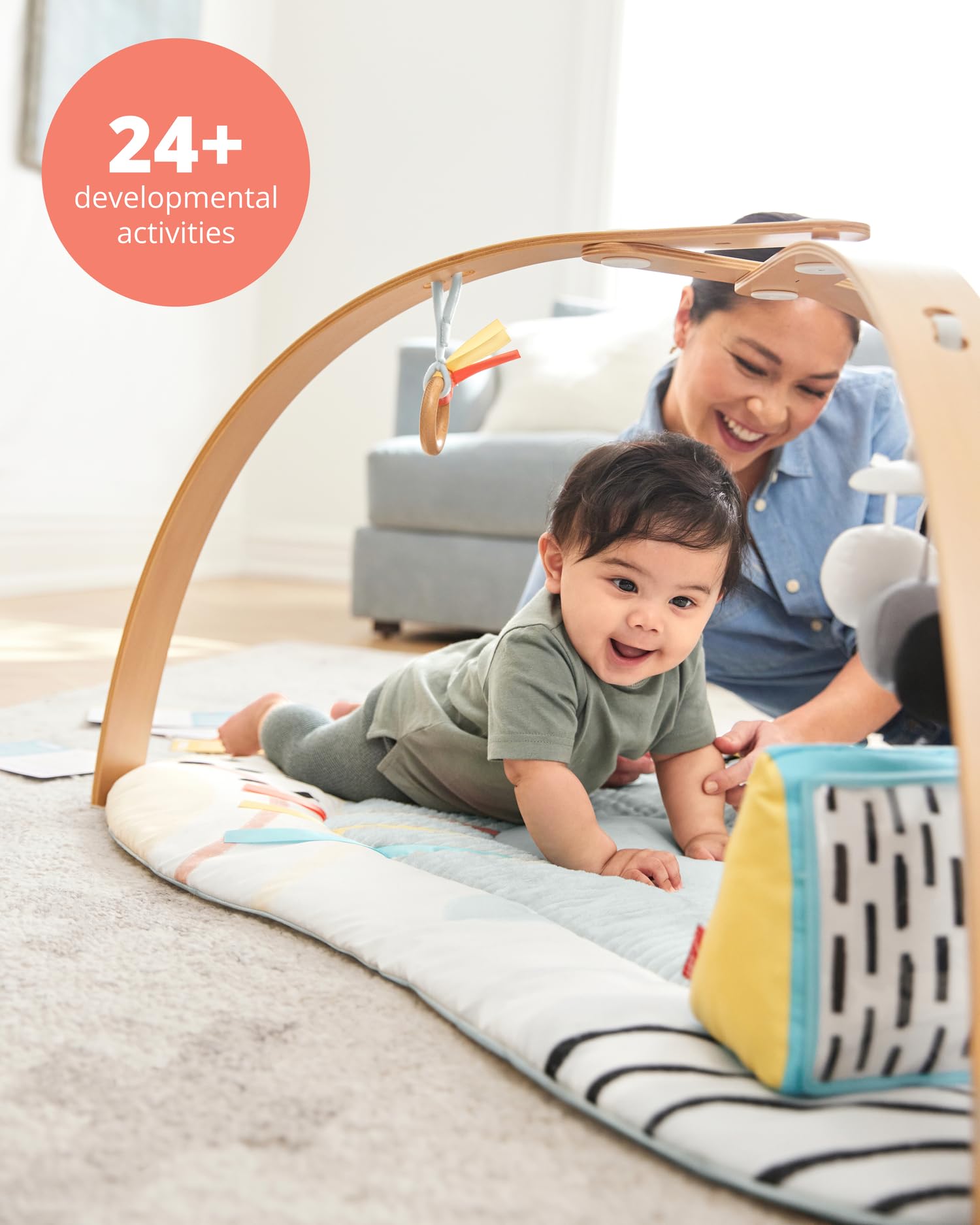 Skip Hop Baby Play Gym Montessori - Tappetino sensoriale per attività con Oltre 25 attività di Sviluppo, 4 Giocattoli e 5 schede Guida per i Genitori con