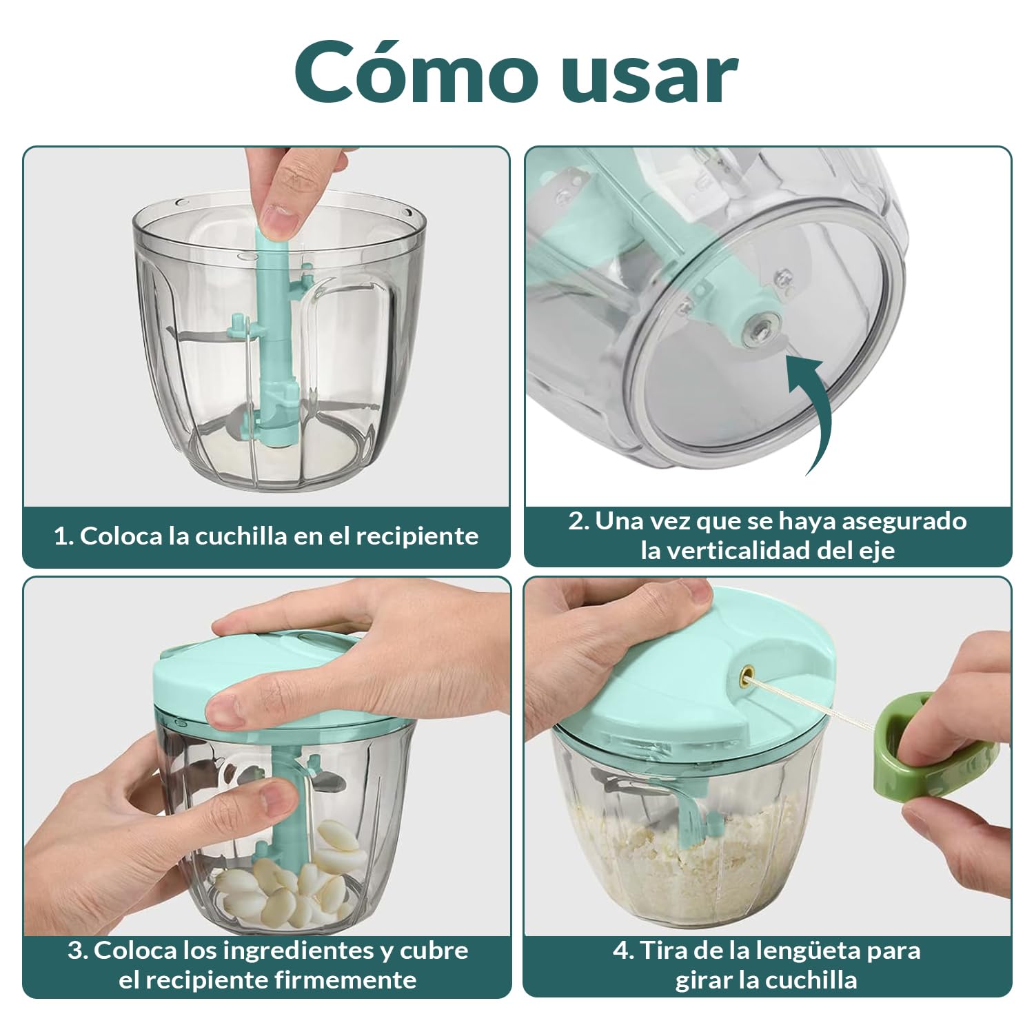 TOP KITCHEN Hachoir Manuel Avec Corde 900 Ml, Multi Hachoir à