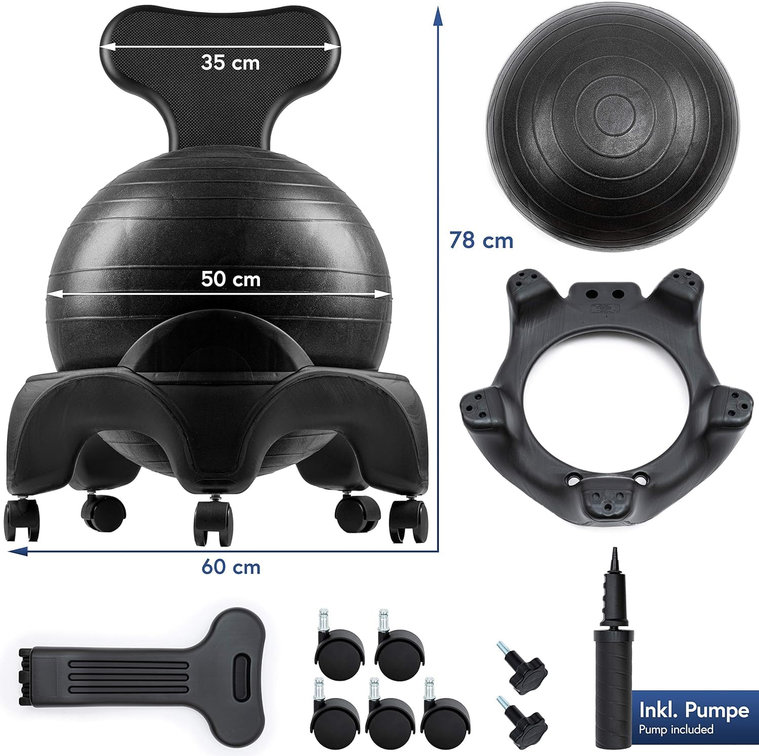Bestmann Ball Chair I Balance Chair with Wheels