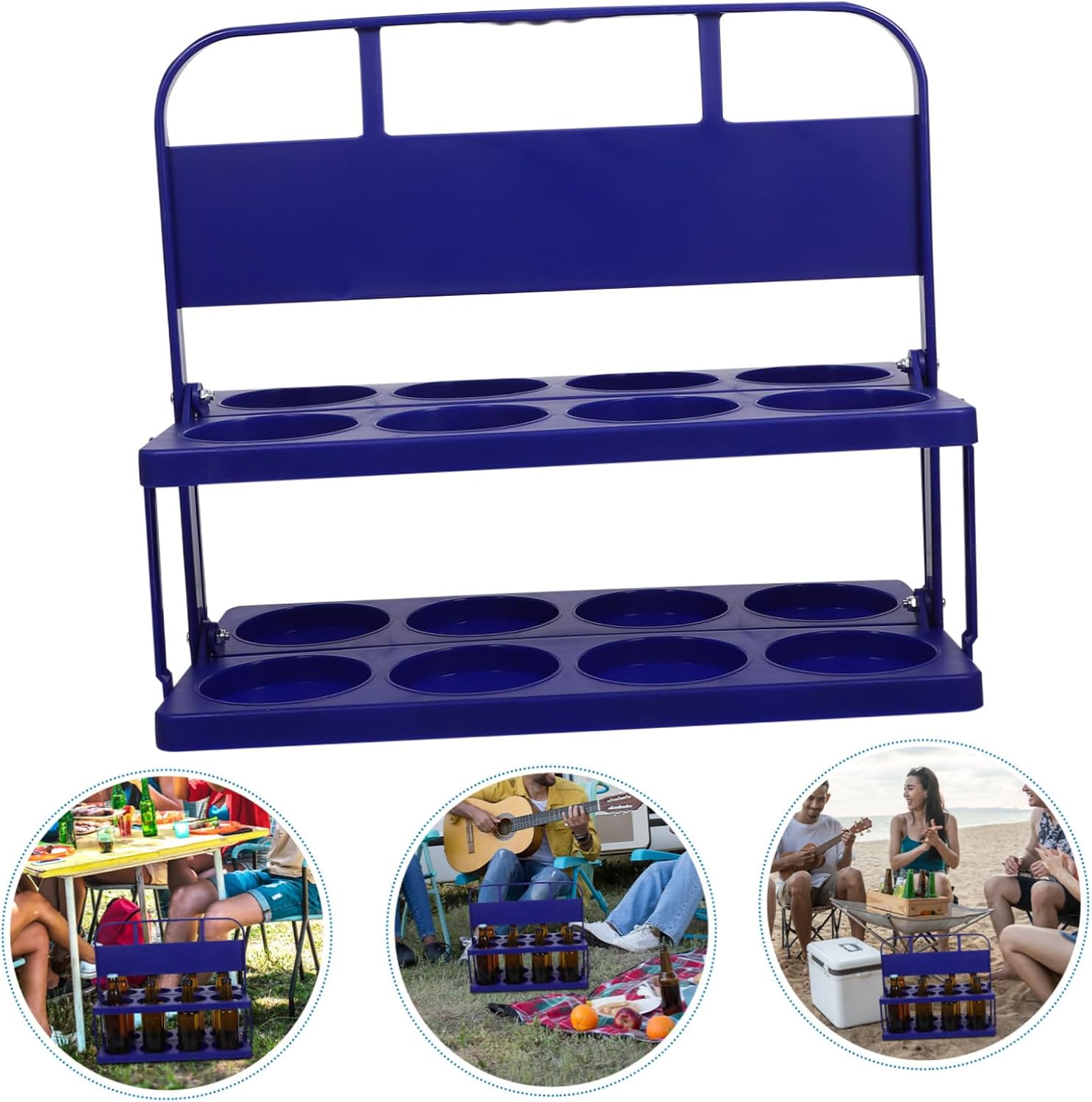 Luxshiny Portable Cup Drink Carrier with Handle Collapsible Beverage Holder for Beer Bottles Lightweight Plastic Drink Basket for Outdoor Events and Travel