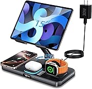 6in1 ワイヤレス充電器 Compatible with i-Phone 17/17 Air/17 Pro/17 Pro Max/16 pro max/XS/8/i-Phone 15-11/apple watch Series 11/Ultra 3/SE 3/10/air pods Pro 3/pro 2/pro/4-2 iPad Pro 2025用有線充電スタンド 保護機能