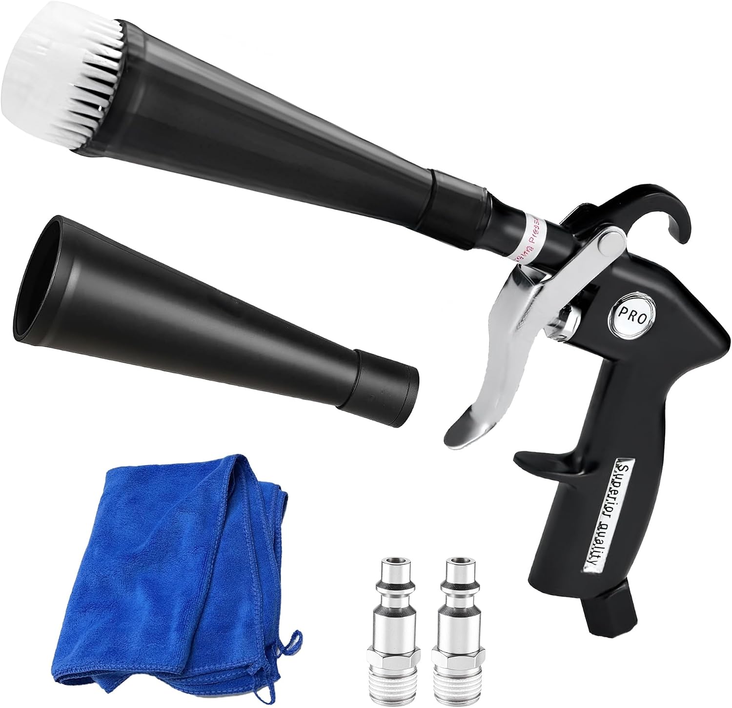 Tornado Car Cleaning Gun, Tornado Dry Cleaning Air Blower Gun, High-Pressure Air Blow Cleaning Tool with 2X Nozzles 2X Air Connectors 2X Microfiber Towels for Car Interior Detailing Cleaning