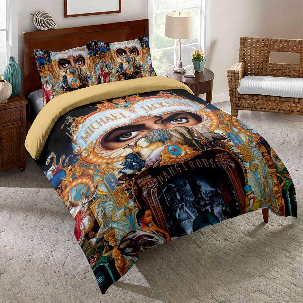 EU-VV Michael Jackson, Dancer Star Duvet Cover, Junior Kids Bed Set Duvet Cover + Pillowcase Set - Moisture Resistant, Hypoallergenic (Double(200x200cm),MJ 07)
