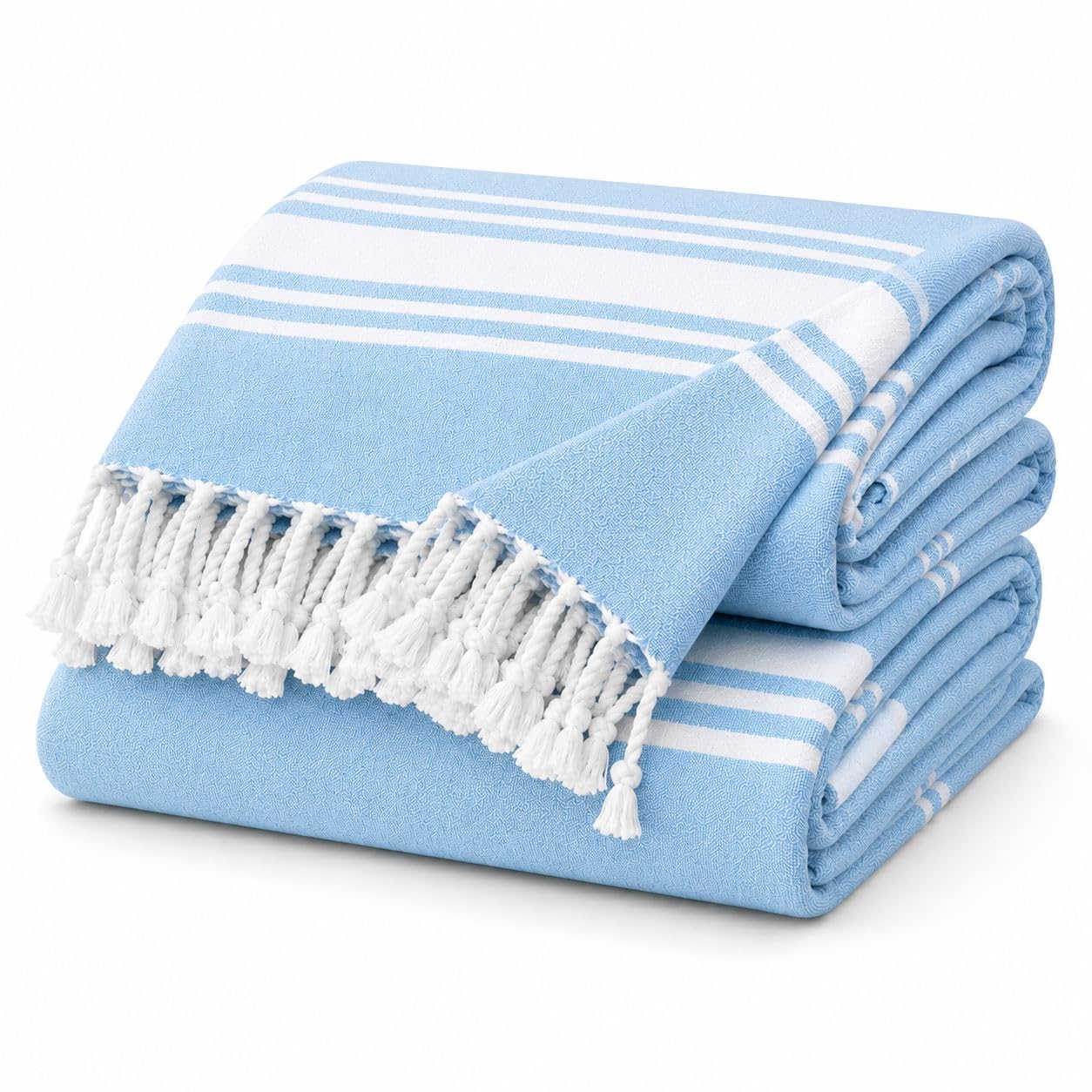Adore 2 Pack Hammam Beach Towels Striped 170 x 90 cm, Blue